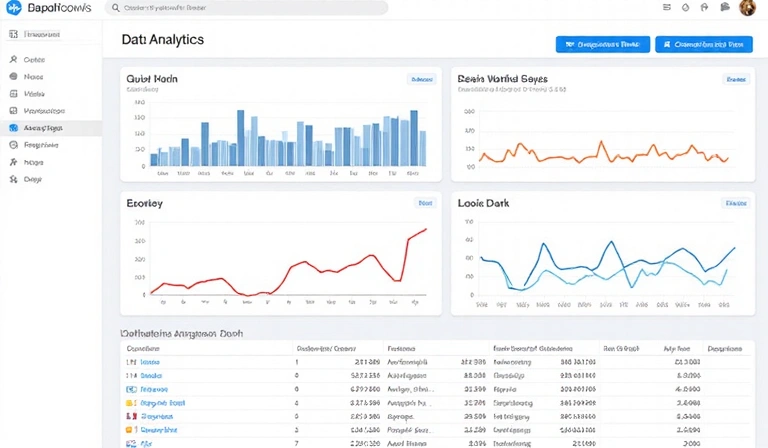 Data analytics dashboard showing website performance metrics